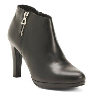 NEW  RIZZOLI Leather Ankle Heeled Booties With Lateral Zippers black 269tn